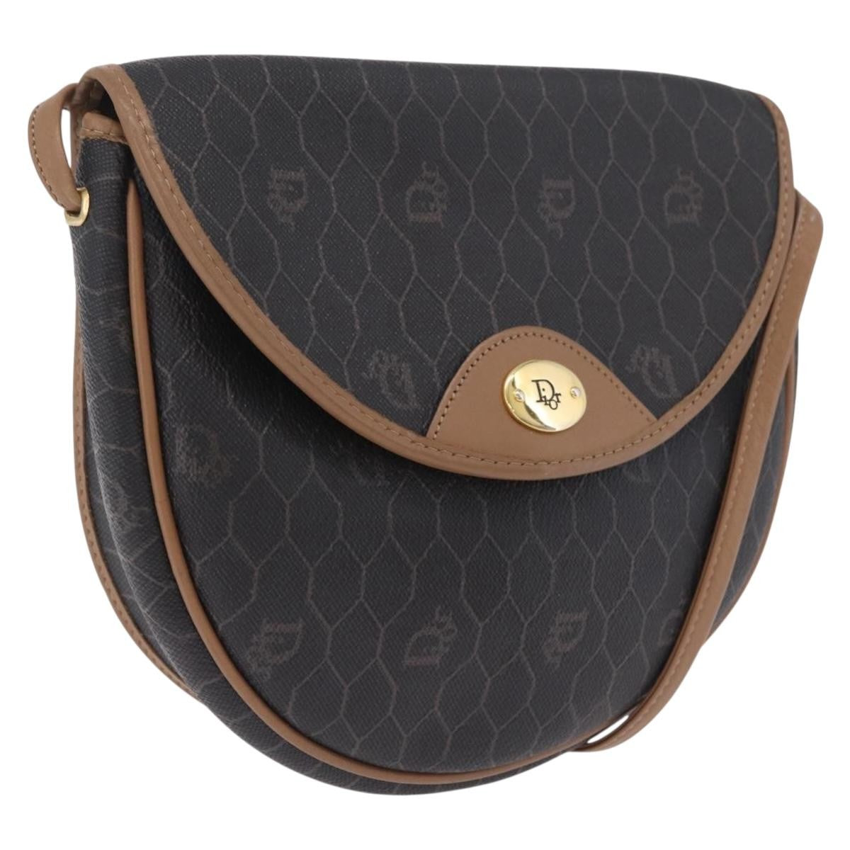 Christian Dior Vintage Honeycomb Canvas, Black, Canvas, Shoulder Bag