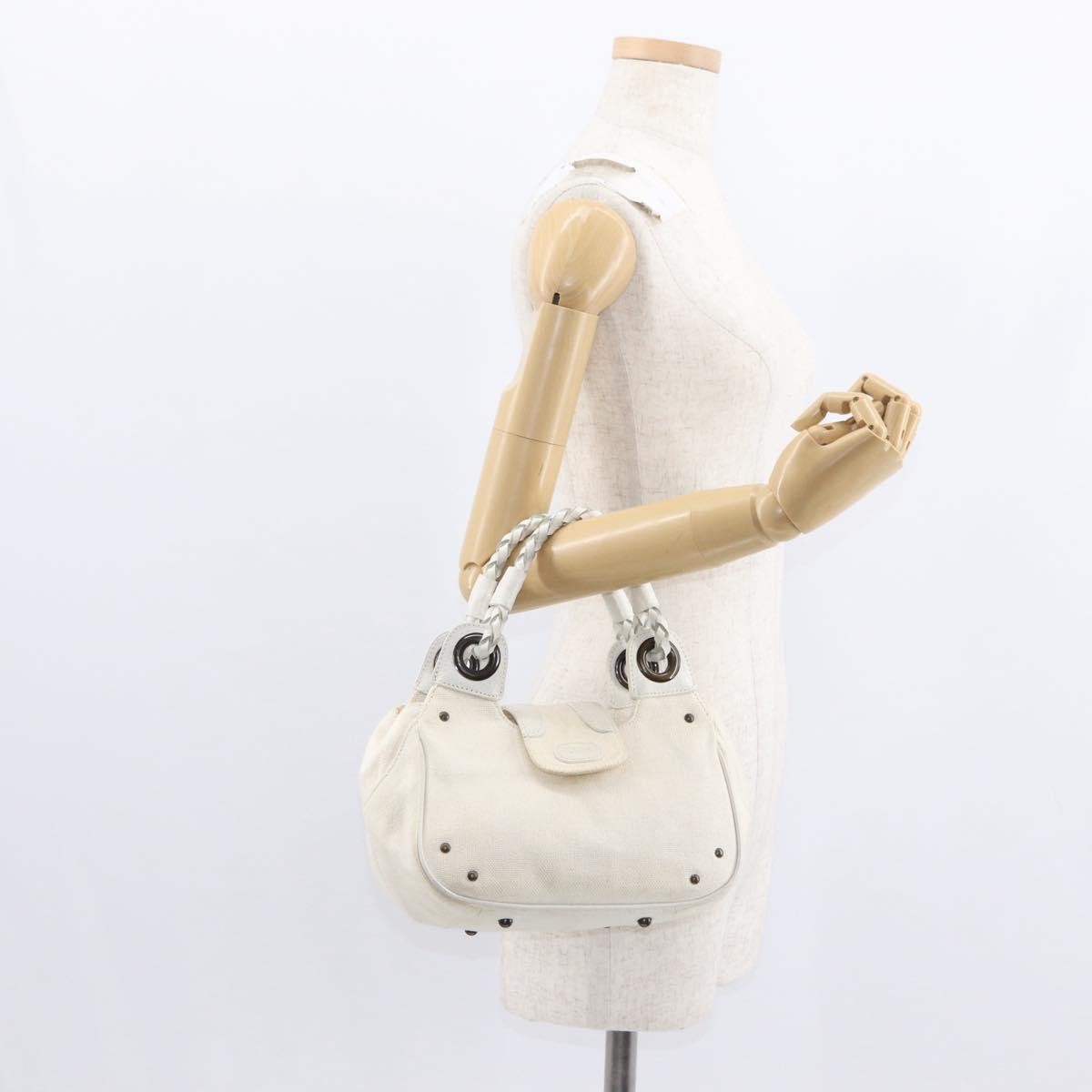 Chloe Vintage Leather, White, Canvas, Handbag