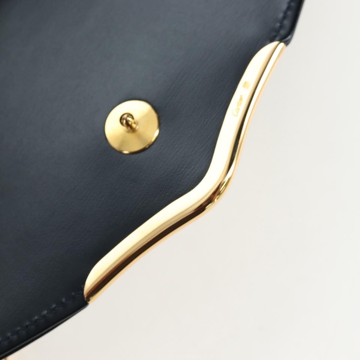 Cartier Sapphire Line Leather, Navy, Leather, Shoulder Bag
