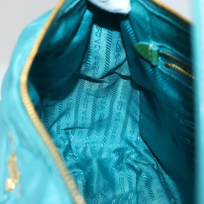 Prada Zip Hobo Chevron Tessuto, Blue, Nylon, Shoulder Bag