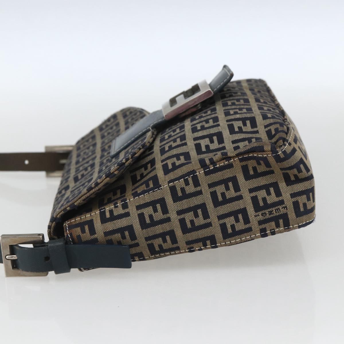 Fendi Zucchino Canvas Mamma Baguette canvas, NAVY, CANVAS, Handbag