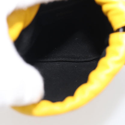 Fendi Logo Drawstring Leather, Yellow, Leather, Handbag