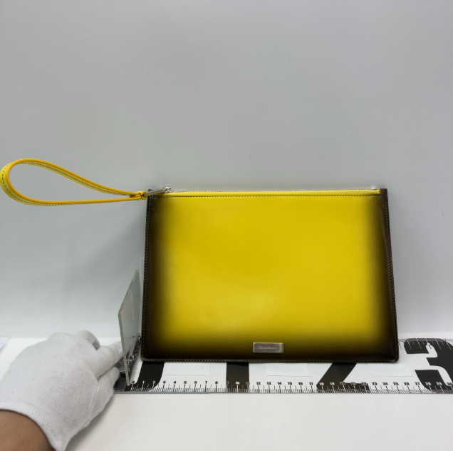 Salvatore Ferragamo Wristlet Clutch Studded Leather, Yellow, Leather, Clutch