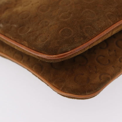 Celine C Macadam Shoulder Suede, Brown, Suede, Handbag