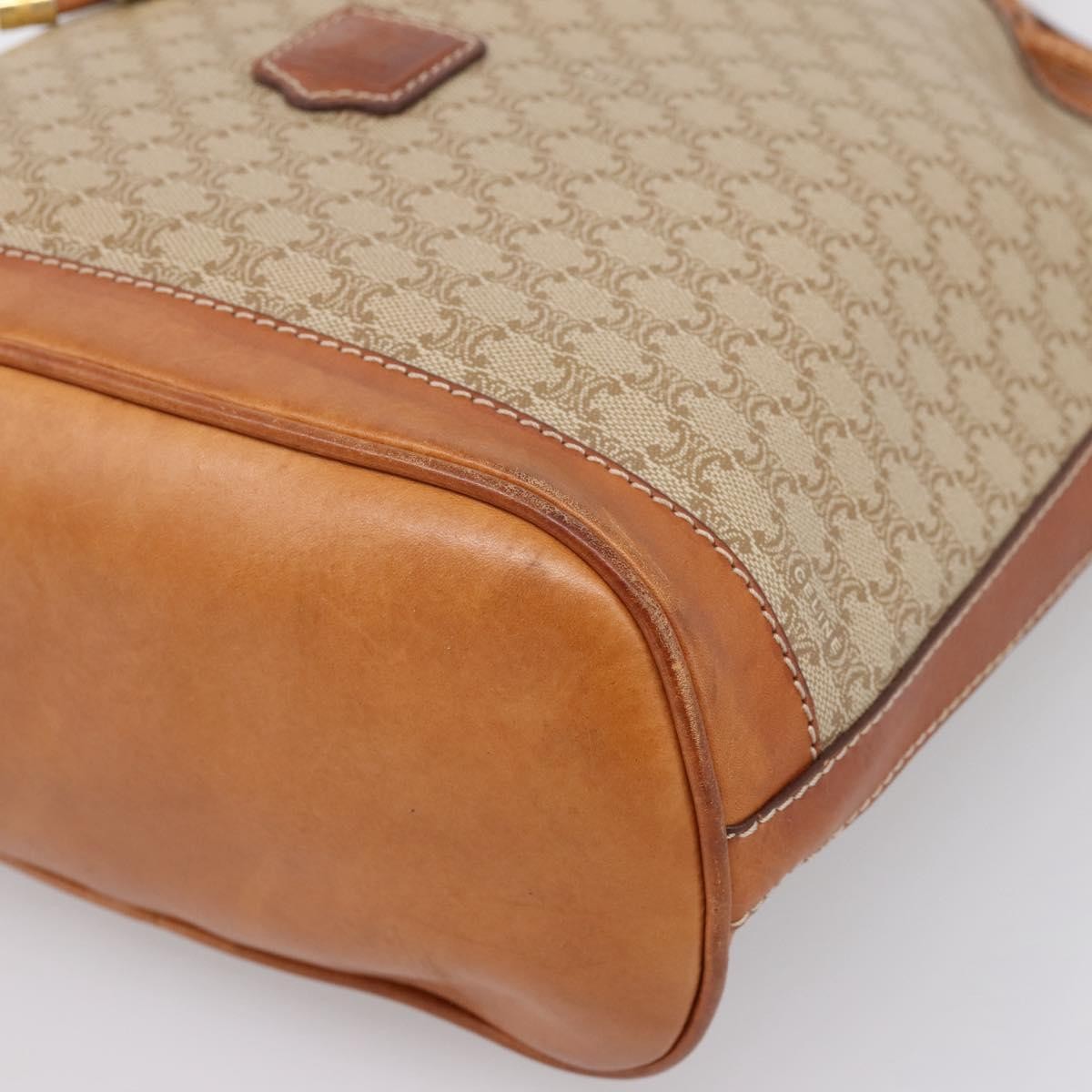 Celine Macadam Leather, Beige, Canvas, Shoulder Bag