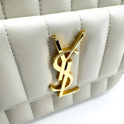 Saint Laurent Vicky Camera Vertical Quilted Leather, Gray, Leather, Handbag