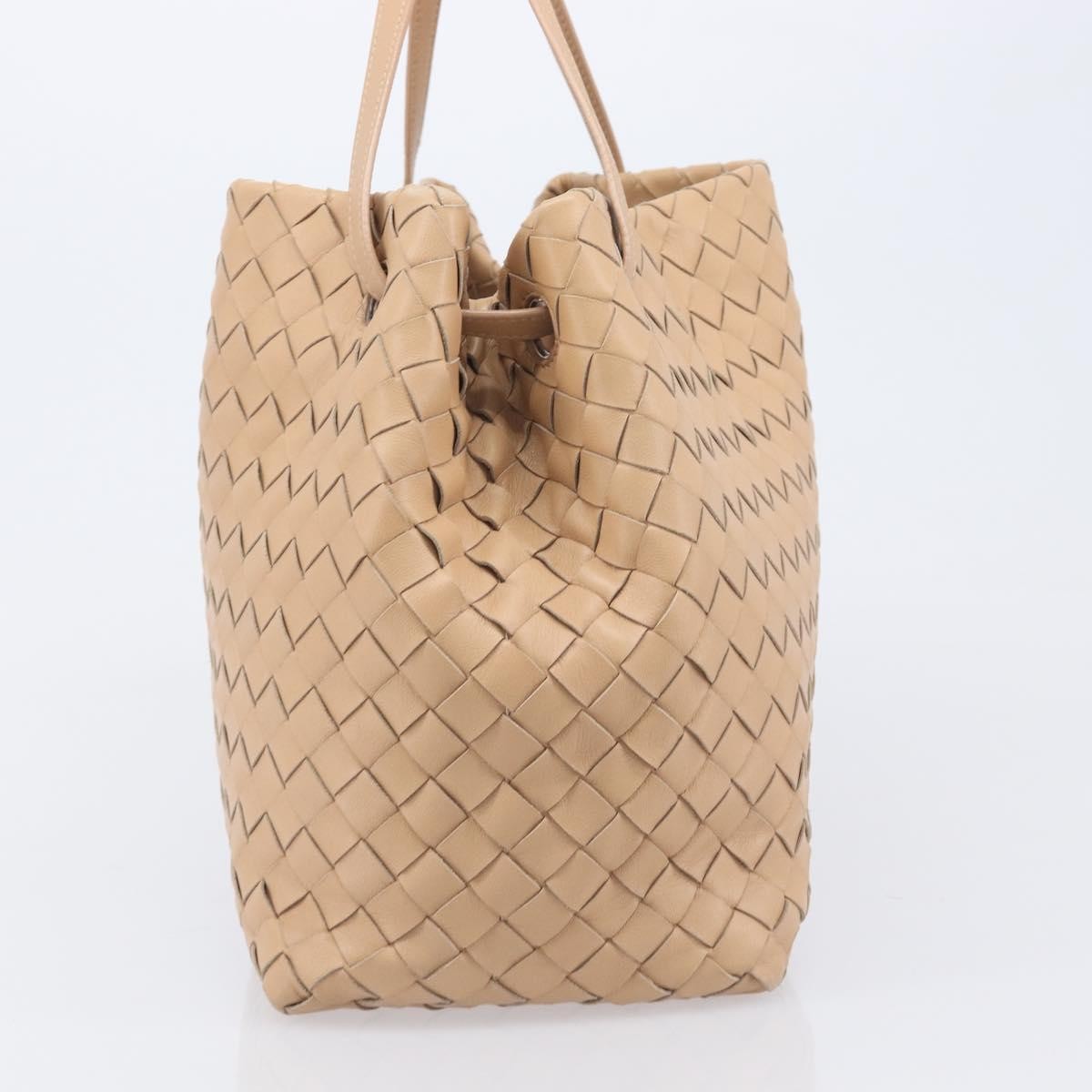 Bottega Veneta Garda Intrecciato Nappa, Beige, Leather, Handbag