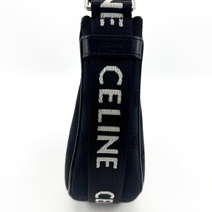 Celine Ava Triomphe Coated Canvas, Black, Textile, Handbag