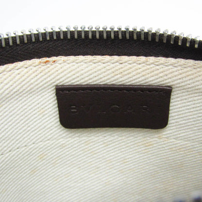 Bvlgari Logomania Canvas with Leather, Brown, Denim, Shoulder Bag