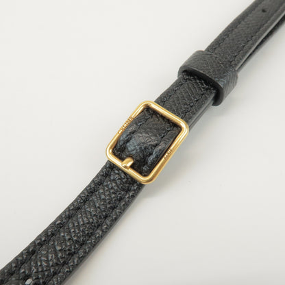 Celine Belt Textured Leather, Black, Leather, Handbag