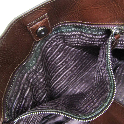 Prada Convertible Zippers Vernice Sfumata, Brown, Patent Leather, Tote Bag
