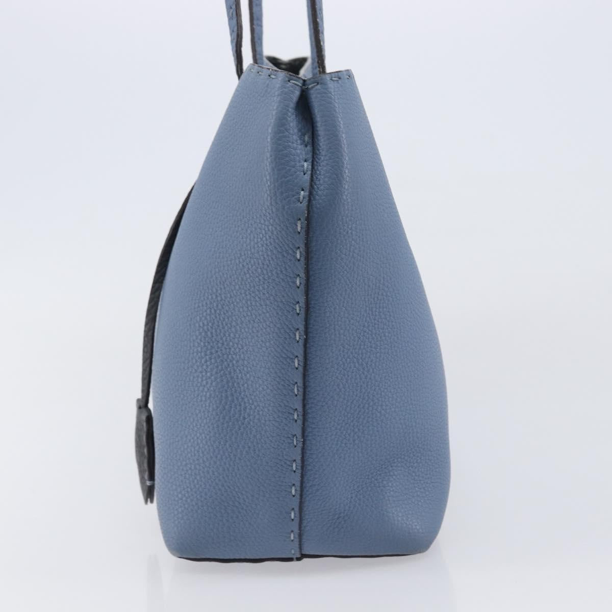 Fendi Selleria Carla Leather, Blue, Leather, Tote Bag
