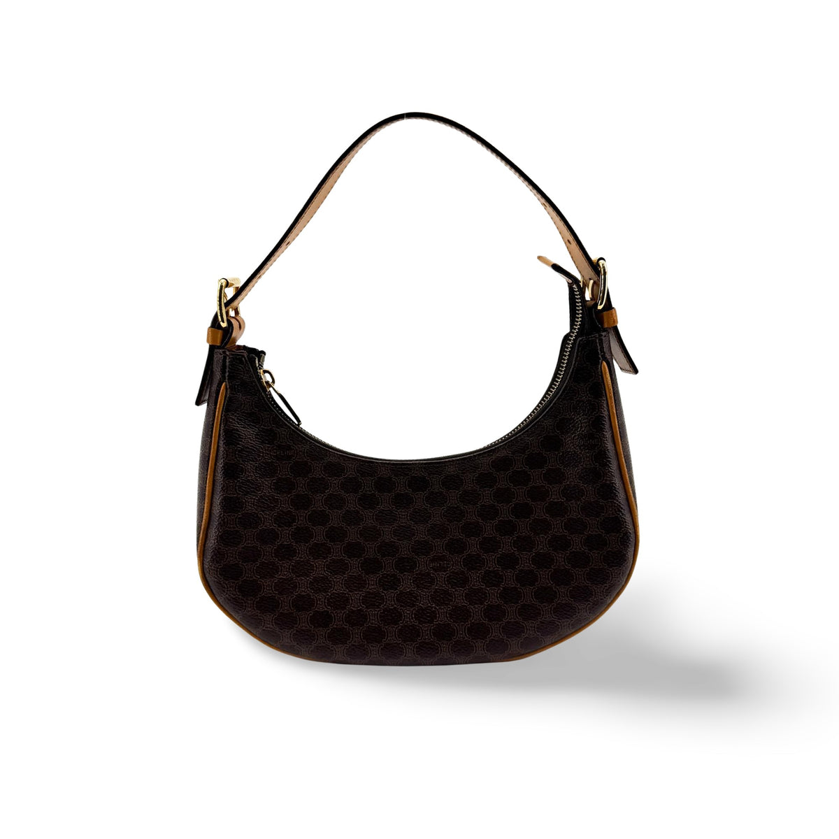 Celine Ava Triomphe Coated Canvas, Black, Canvas, Handbag