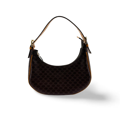 Celine Ava Triomphe Coated Canvas, Black, Canvas, Handbag