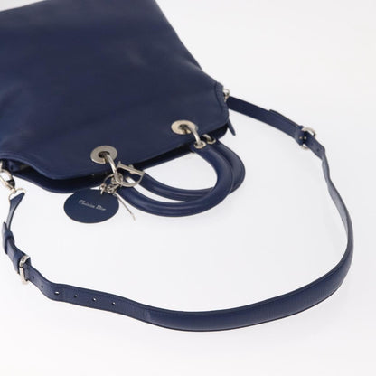 Christian Dior Granville Satchel Leather, BLUE, LEATHER, Handbag