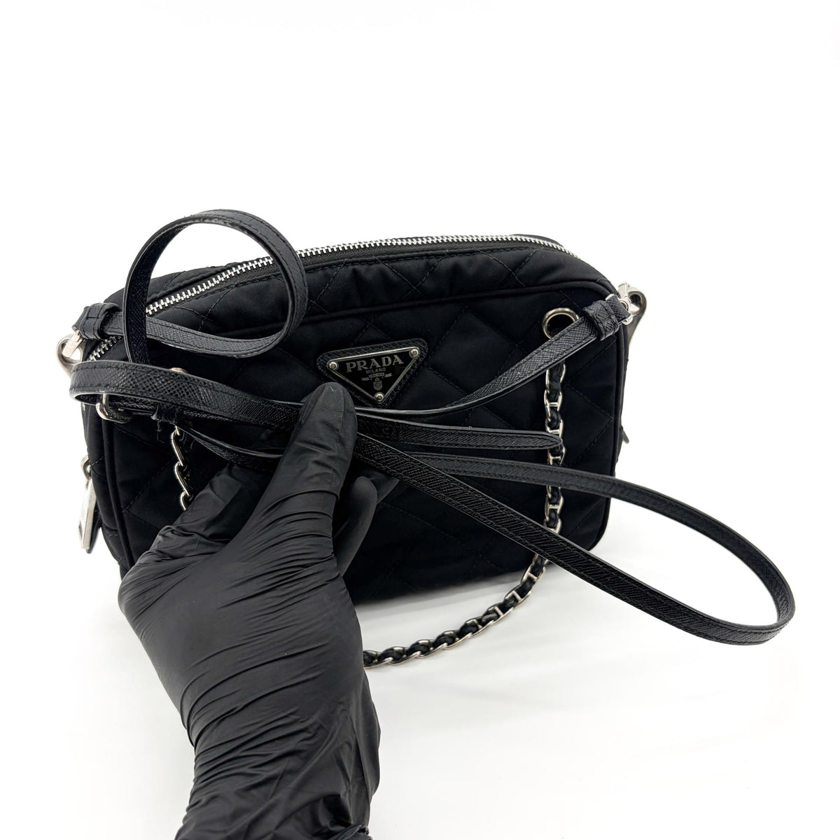 Prada Convertible Quilted Tessuto, Black, Nylon, Shoulder Bag
