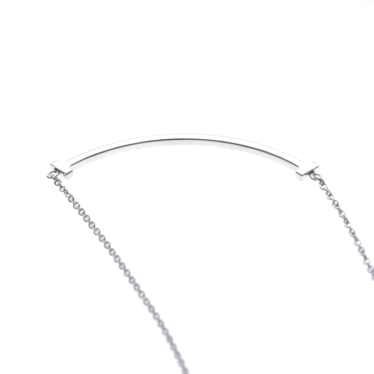 Tiffany & Co. T Smile Pendant 18K White Gold, Silver, White Gold, Necklace