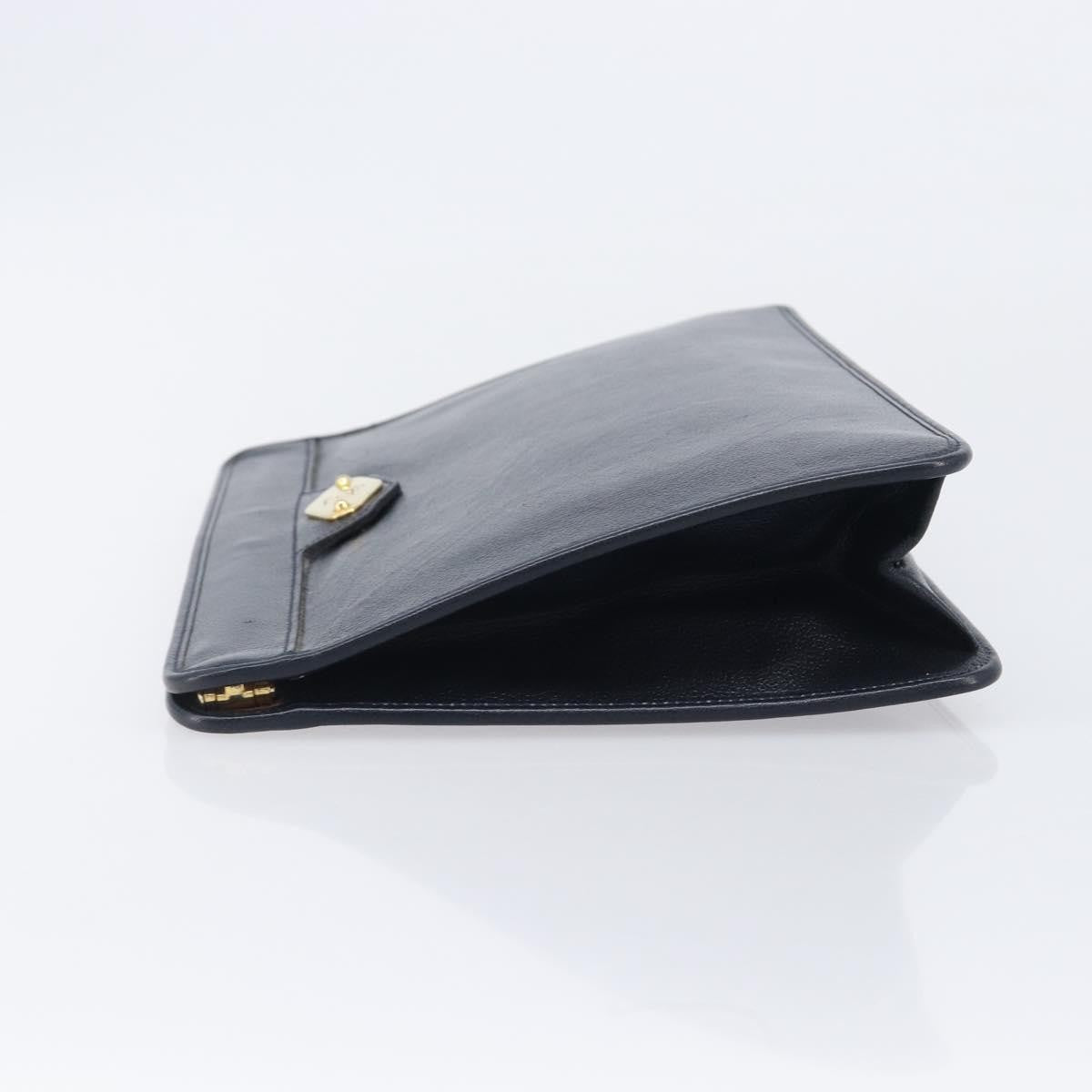 Christian Dior Homme Logo Clutch Leather, Navy, Leather, Clutch