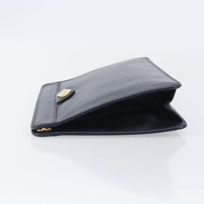 Christian Dior Homme Logo Clutch Leather, Navy, Leather, Clutch