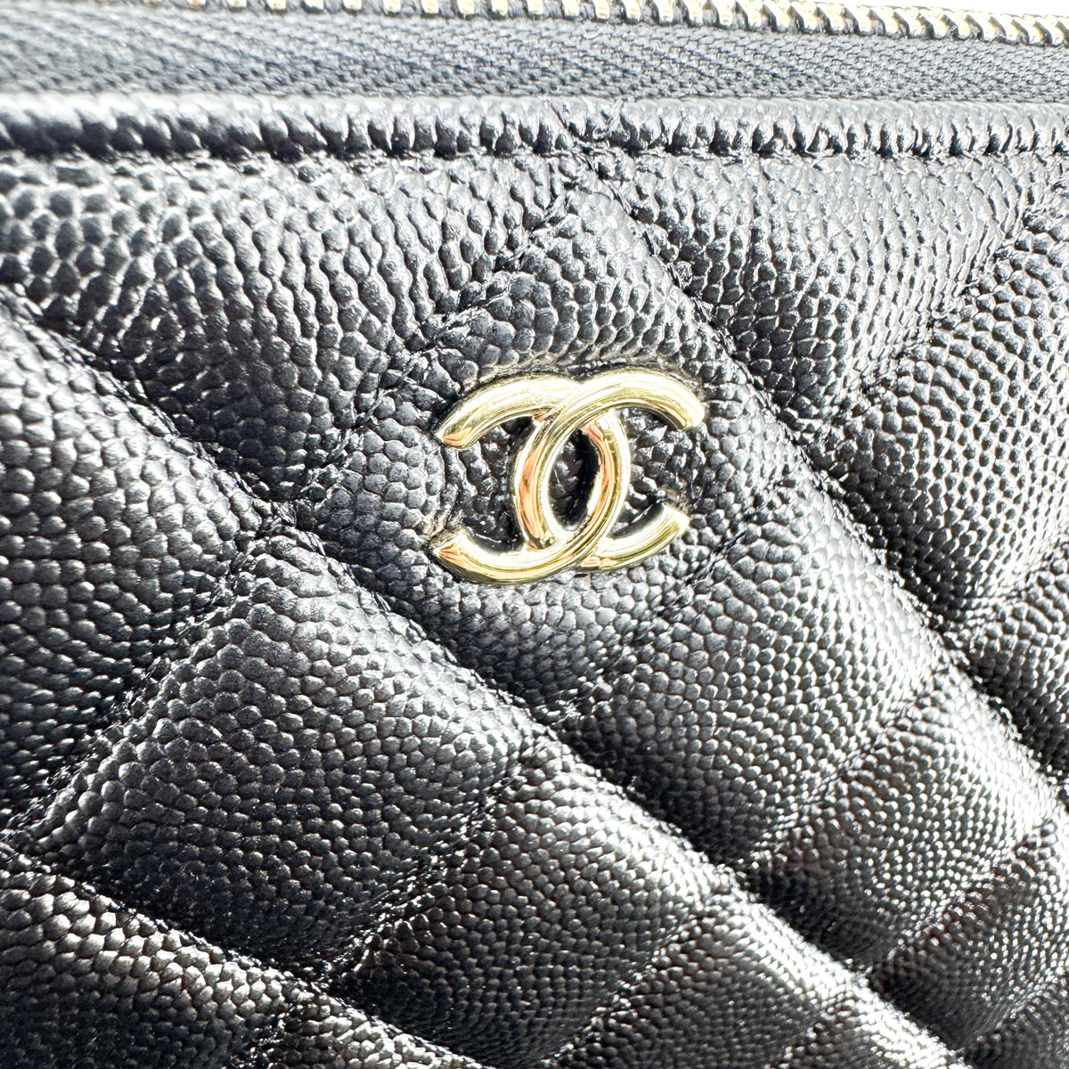 Chanel O Case Clutch Quilted Caviar, Black, Leather, Clutch