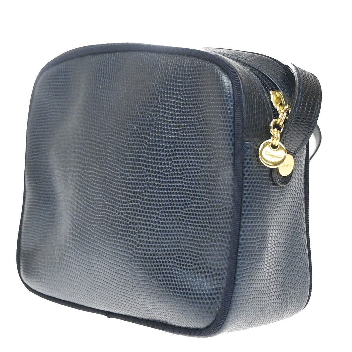 Salvatore Ferragamo Vara Bow Camera Leather, Navy, Leather, Shoulder Bag