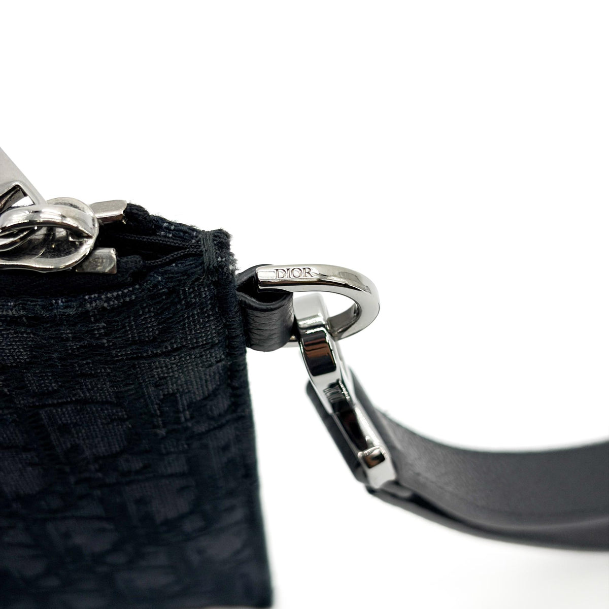 Christian Dior A5 Pouch Printed Oblique Denim, Black, Other, Clutch
