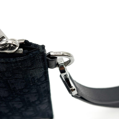 Christian Dior A5 Pouch Printed Oblique Denim, Black, Other, Clutch