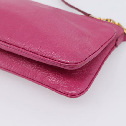 Miu Miu Madras Double Zip Leather, Pink, Leather, Crossbody Bag