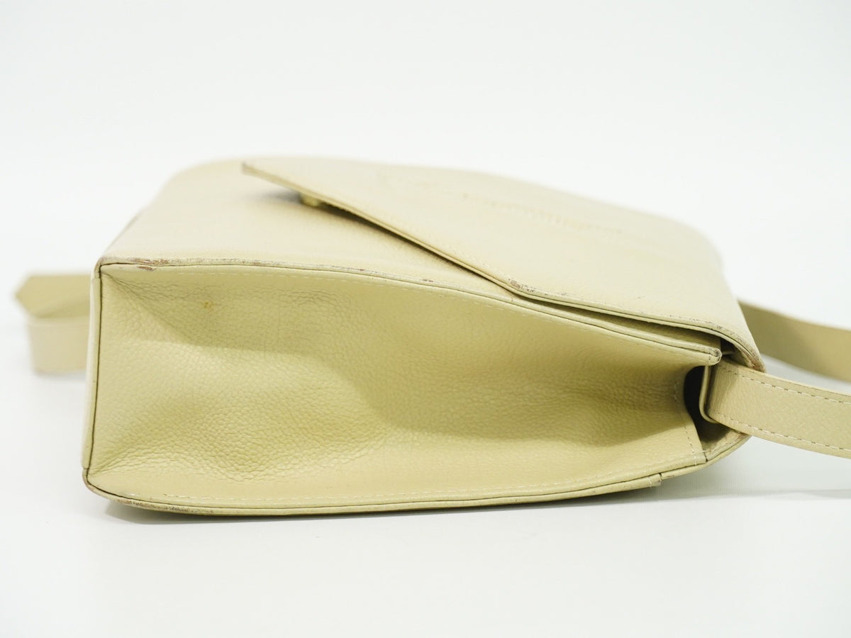 Saint Laurent Uptown Leather, Beige, Leather, Crossbody Bag