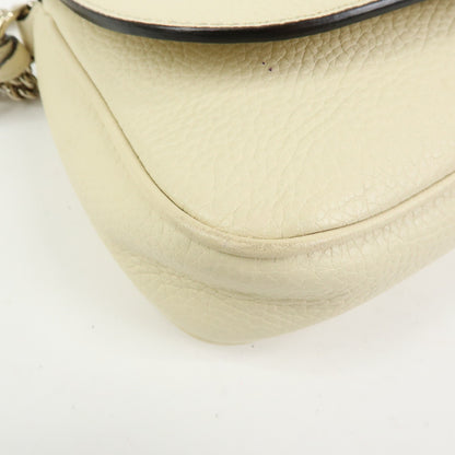 Gucci Soho Chain Leather, White, Leather, Crossbody Bag