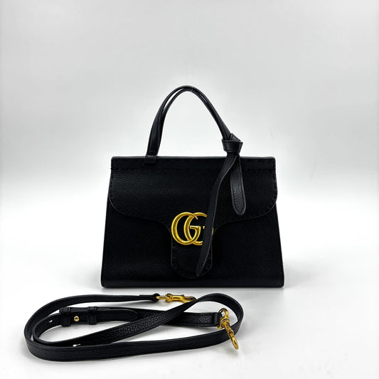 Gucci GG Marmont Belt Matelasse Leather, Black, Calfskin, Handbag