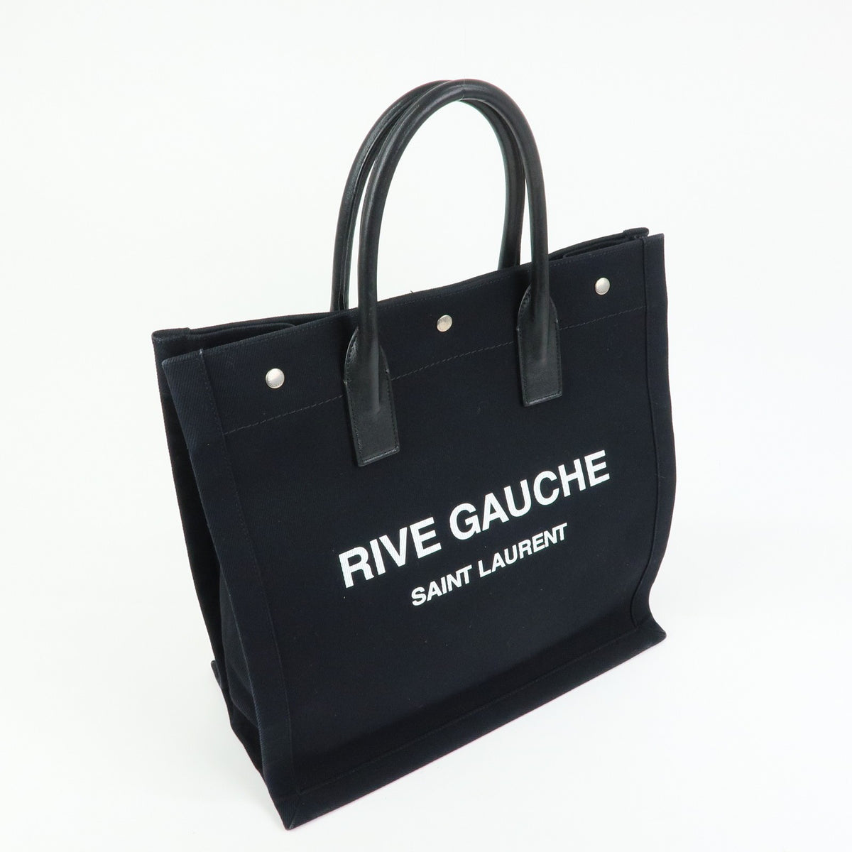 Saint Laurent Rive Gauche Shopper Canvas, Black, Canvas, Tote Bag