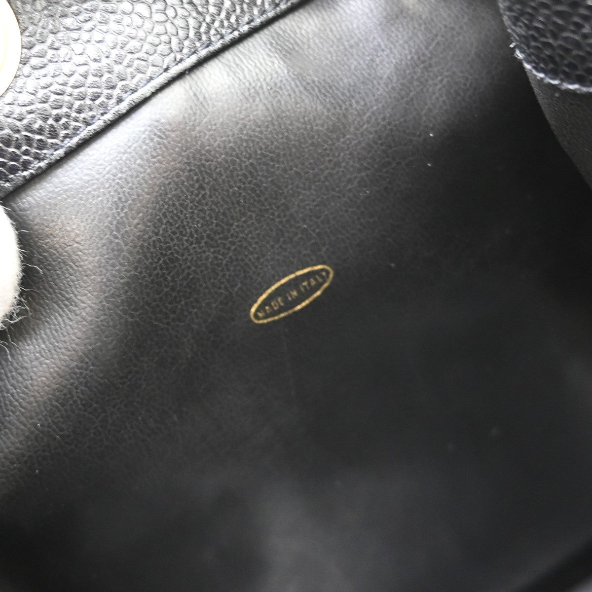 Chanel Vintage CC Drawstring Chain Leather, Black, Leather, Shoulder Bag