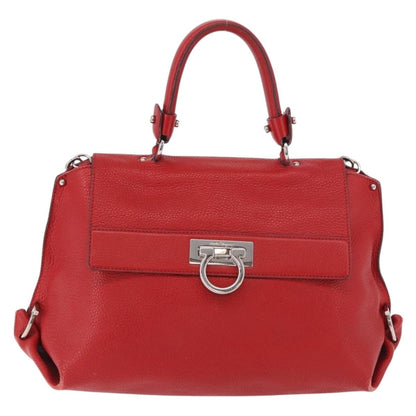 Salvatore Ferragamo Sofia Satchel Grainy Leather, Red, Leather, Handbag
