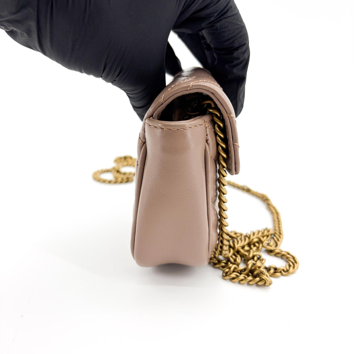 Gucci GG Marmont Flap Matelasse Leather, Beige, Leather, Handbag