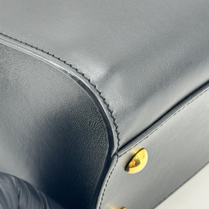Saint Laurent Convertible Monogram Cabas Leather, Black, Leather, Tote Bag