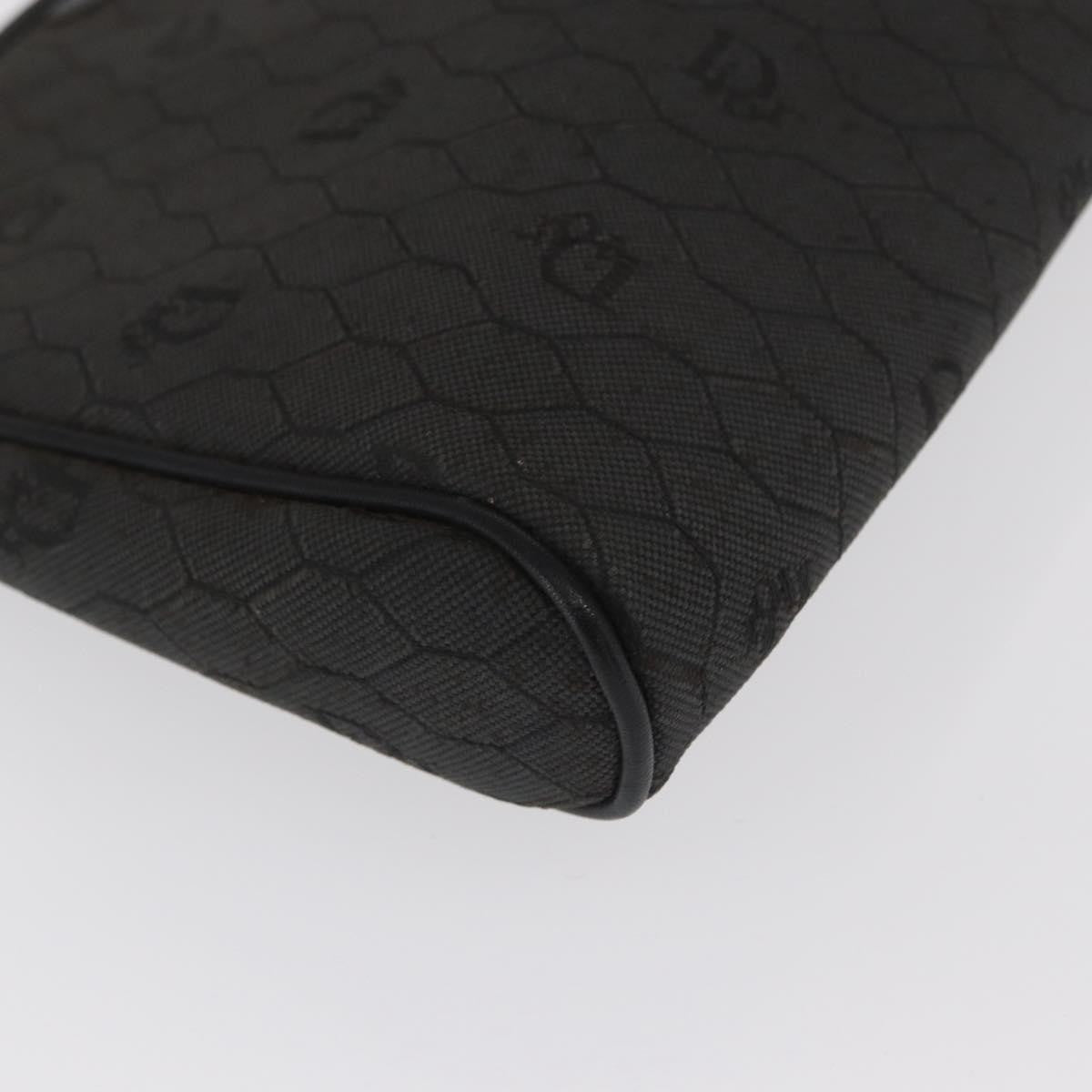 Christian Dior Vintage Honeycomb Zip Coated Canvas, Black, Canvas, Clutch