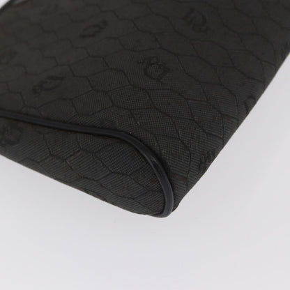 Christian Dior Vintage Honeycomb Zip Coated Canvas, Black, Canvas, Clutch