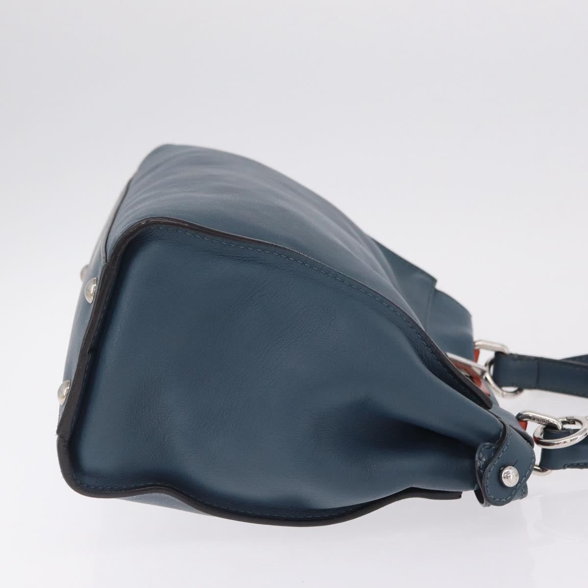 Fendi Peekaboo Ruffled Leather, Blue, Leather, Handbag
