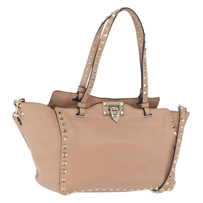 Valentino Garavani Rockstud Soft Leather, Beige, Leather, Tote Bag
