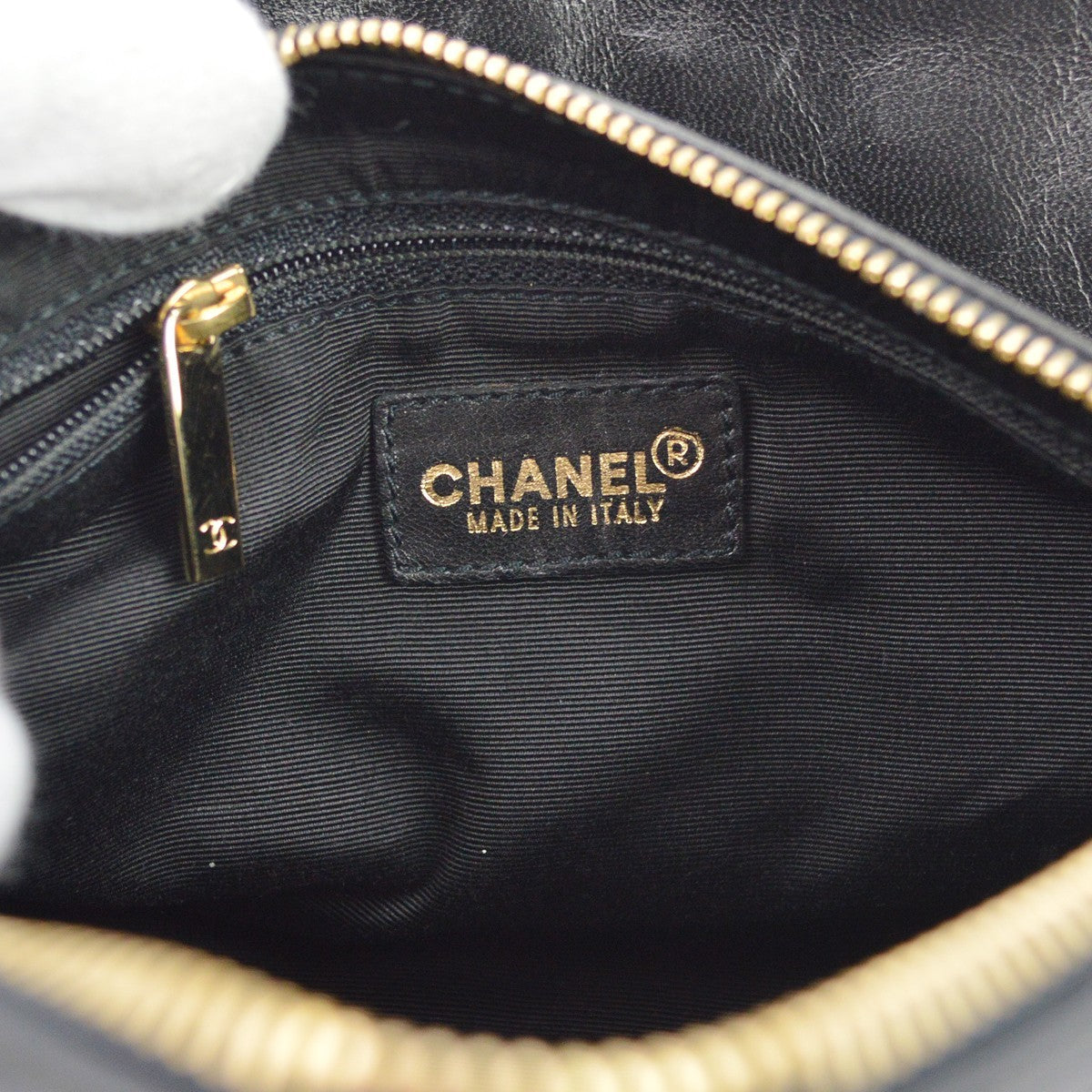 Chanel Chocolate Bar Barrel Quilted Leather, Black, Leather, Handbag