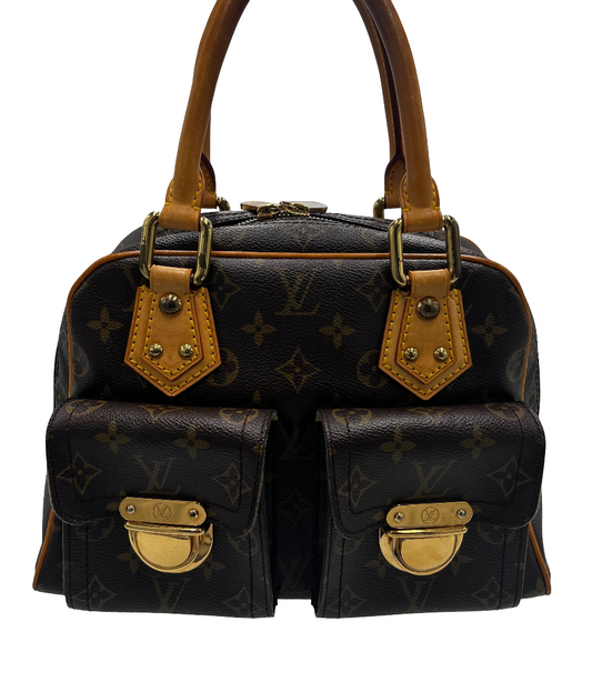Louis Vuitton Manhattan Handbag Monogram Canvas, BROWN, CANVAS, Handbag