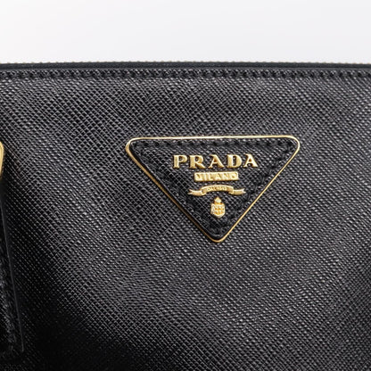 Prada Galleria Double Zip Saffiano Leather, Black, Leather, Tote Bag