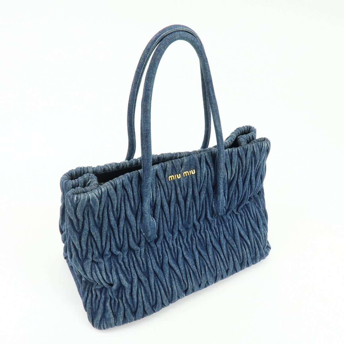 Miu Miu Convertible Matelasse Denim, Blue, Denim, Tote Bag