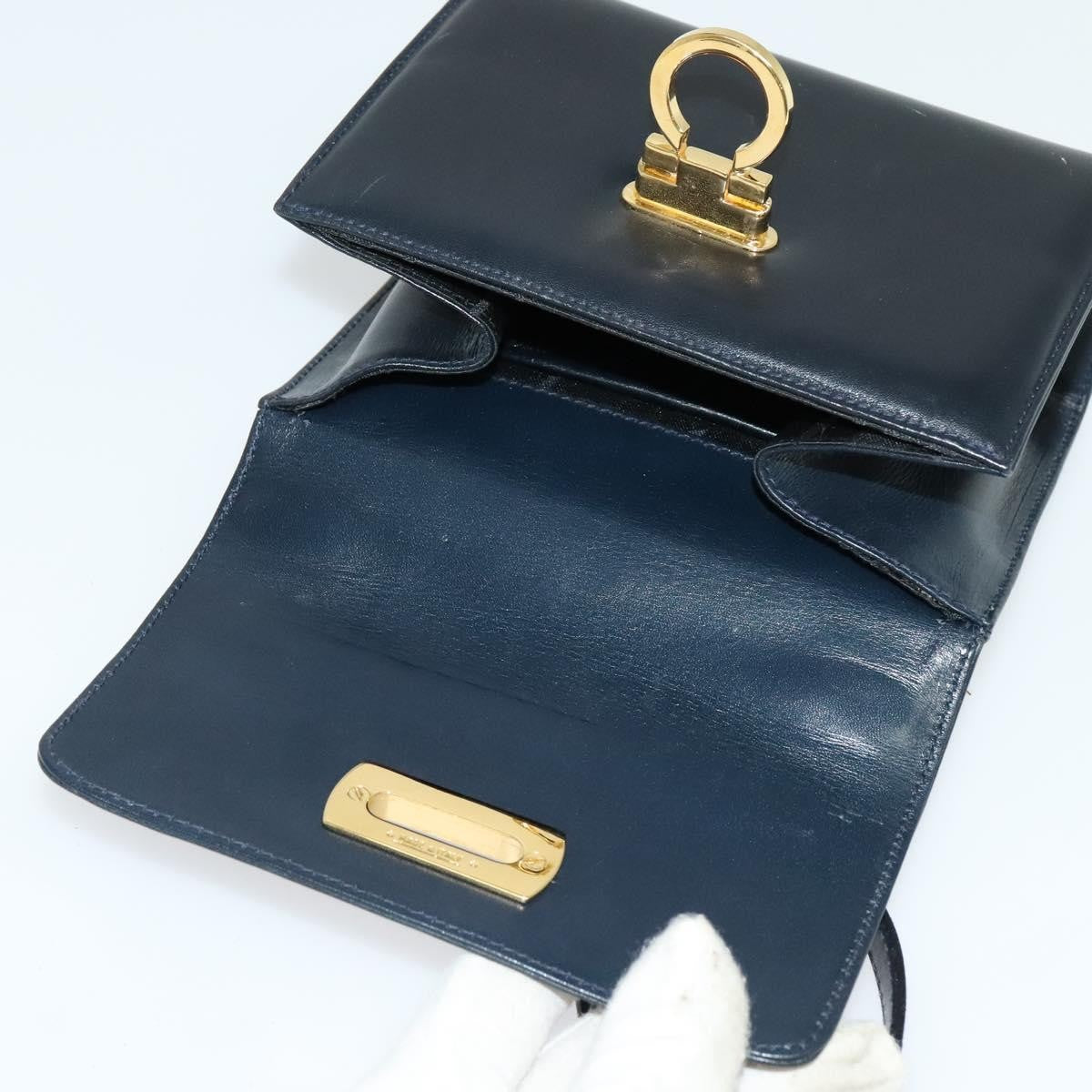 Salvatore Ferragamo Gancini Leather, Black, Leather, Shoulder Bag