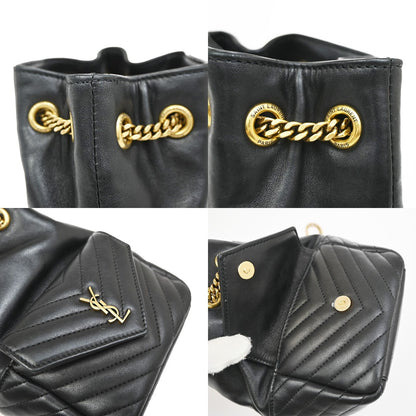 Saint Laurent Joe Bucket Matelasse Chevron Leather, Black, Leather, Handbag