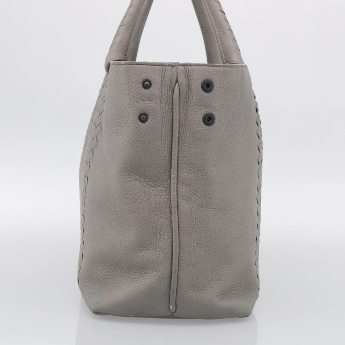 Bottega Veneta Side Snap Leather and Intrecciato Nappa, Gray, Leather, Tote Bag