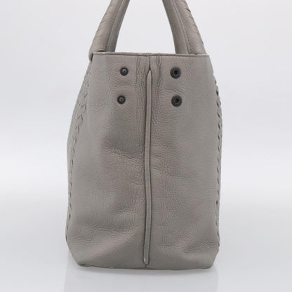 Bottega Veneta Side Snap Leather and Intrecciato Nappa, Gray, Leather, Tote Bag