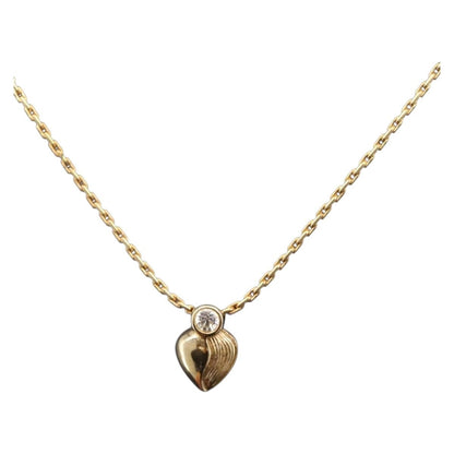 Christian Dior Logo Heart Pendant Metal, Gold, Metal, Necklace