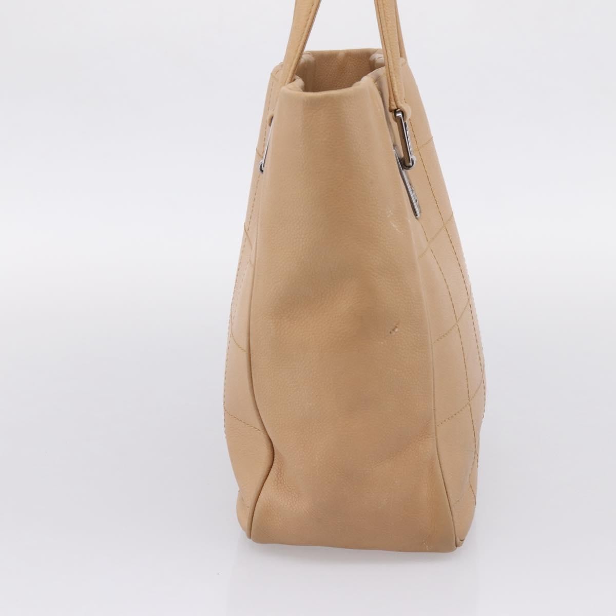 Chanel Chocolate Bar Coco Mark Leather, Beige, Leather, Tote Bag